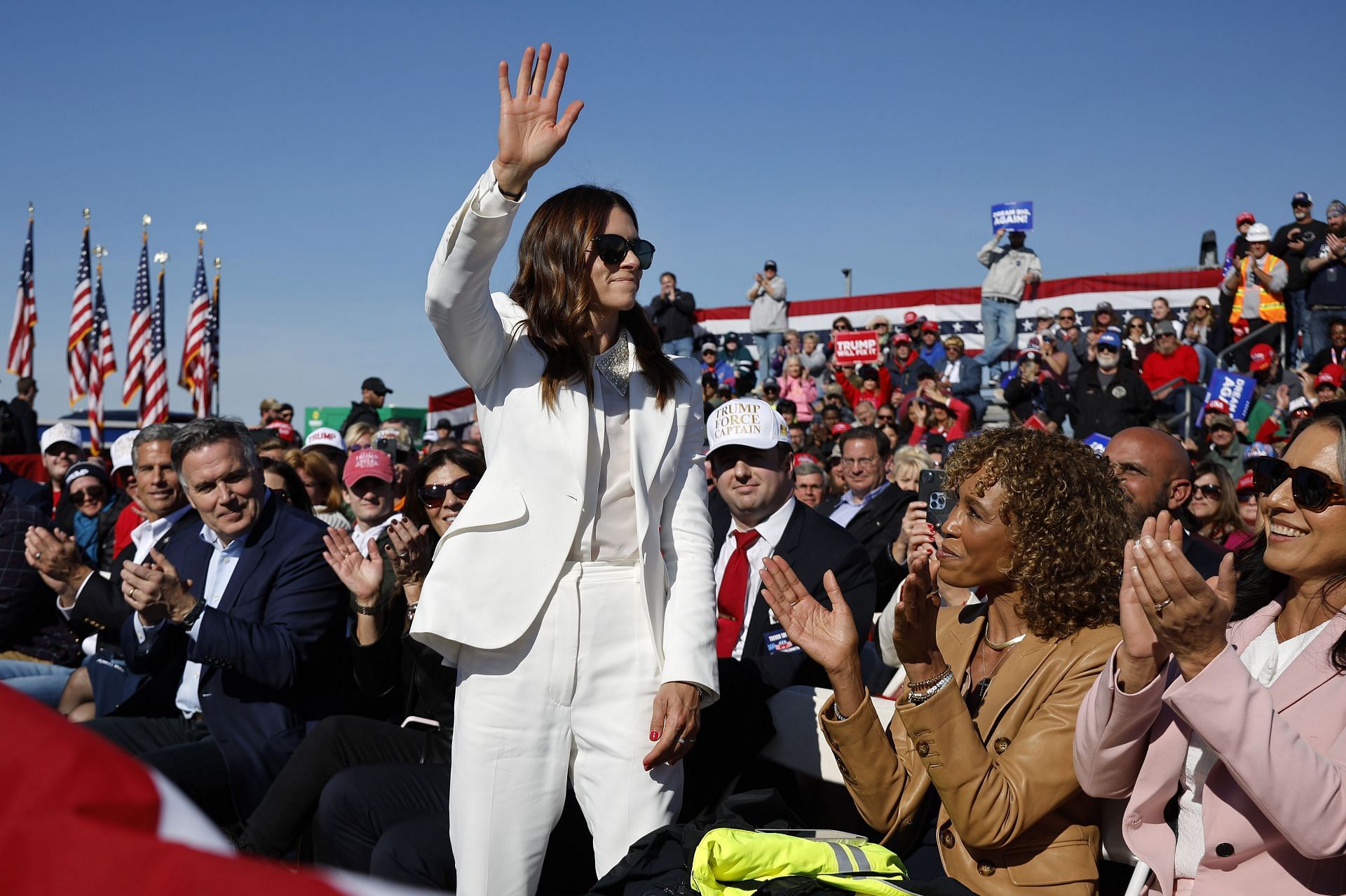 Danica Patrick at a Donald Trump rally in Pennsylvania, Nov 2024 - Source: Getty